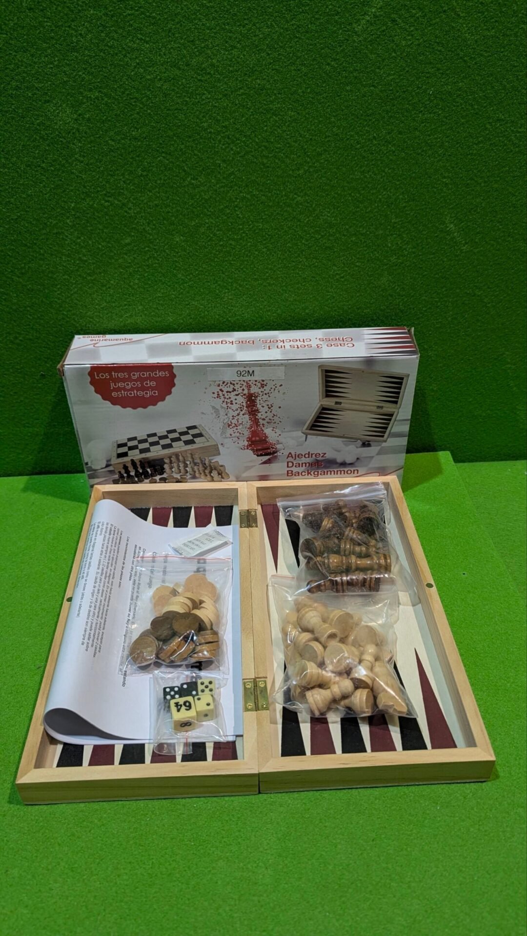 Foto 3 de Ajedrez damas y backgammon en estuche, 2 jugadores – Nuevo