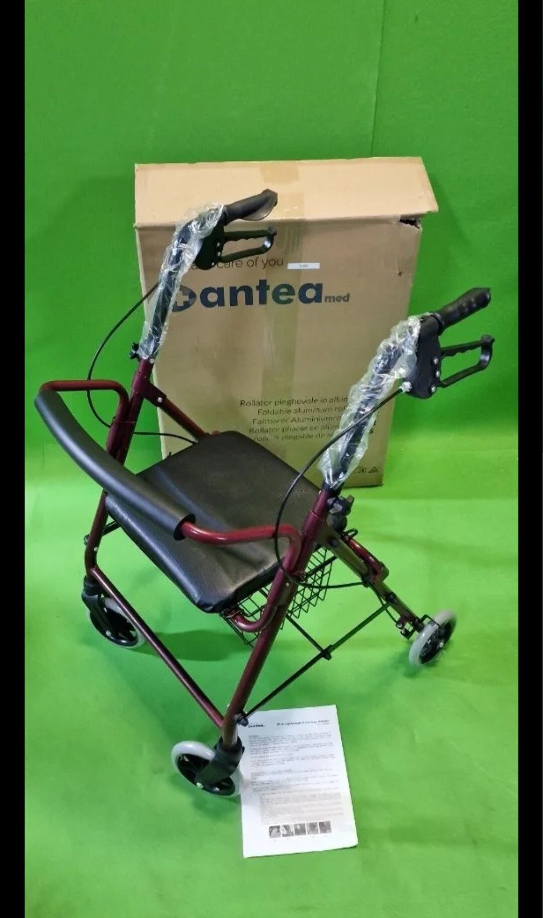 Foto 4 de Andador de Aluminio Plegable Rojo 4 Ruedas – Andador Para Ancianos