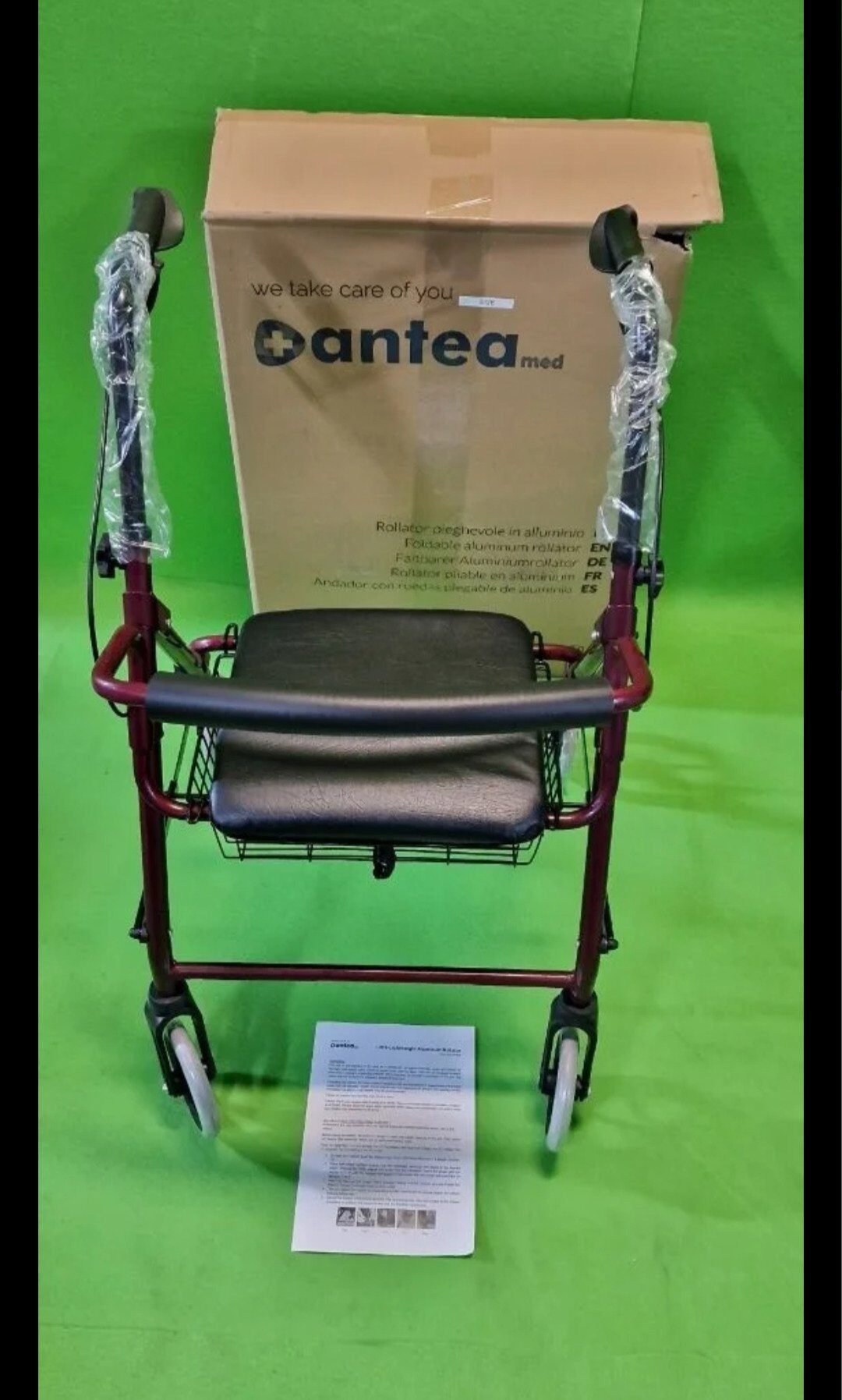 Foto 5 de Andador de Aluminio Plegable Rojo 4 Ruedas – Andador Para Ancianos