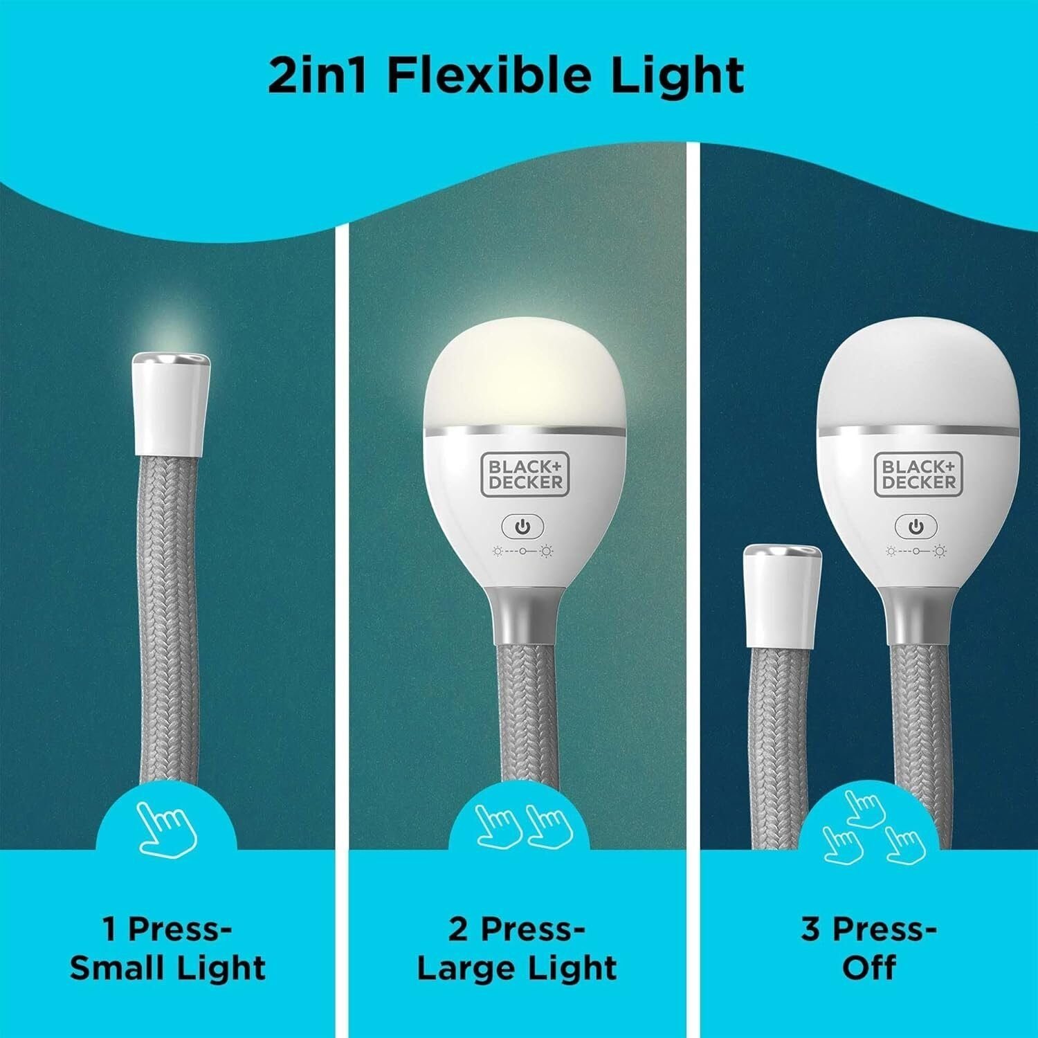 Foto 7 de BLACK+DECKER Luz de serpiente, uso para luz de libro, luz de escritorio y luz de