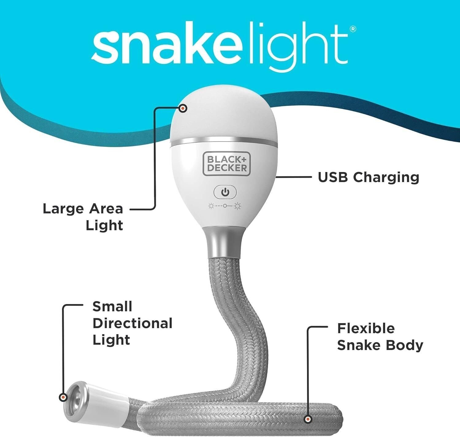Foto 8 de BLACK+DECKER Luz de serpiente, uso para luz de libro, luz de escritorio y luz de