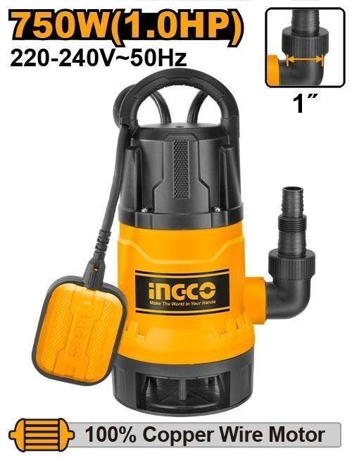 Bomba Sumergible para Aguas Sucias INGCO 750W (1.0 HP) – 13.000 L/h – Motor de C en Lalín, Pontevedra