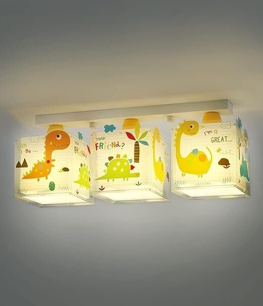 Dalber Lámpara infantil Plafón de techo 3 Luces Dinos Dinosaurios Multicolor en Lalín, Pontevedra