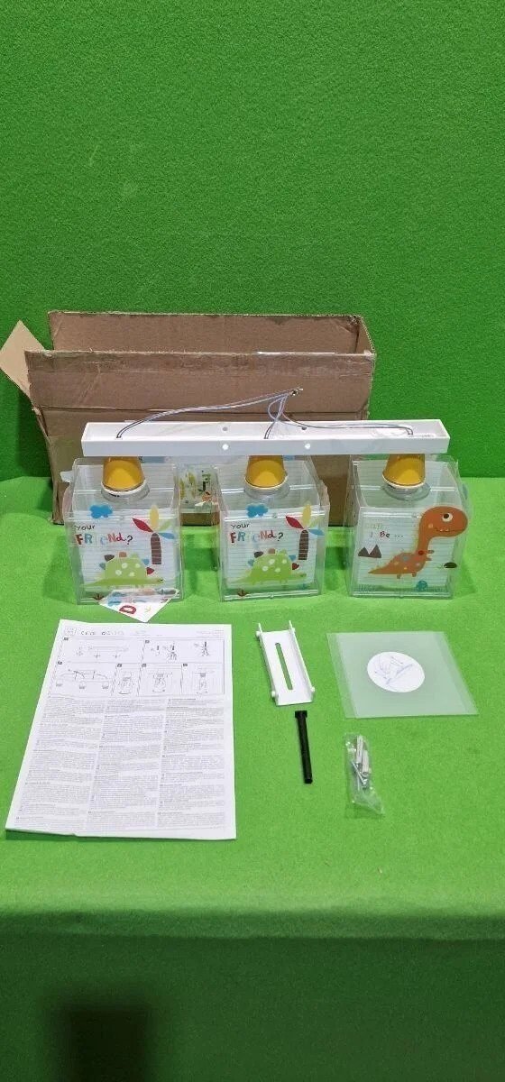 Foto 2 de Dalber Lámpara infantil Plafón de techo 3 Luces Dinos Dinosaurios Multicolor