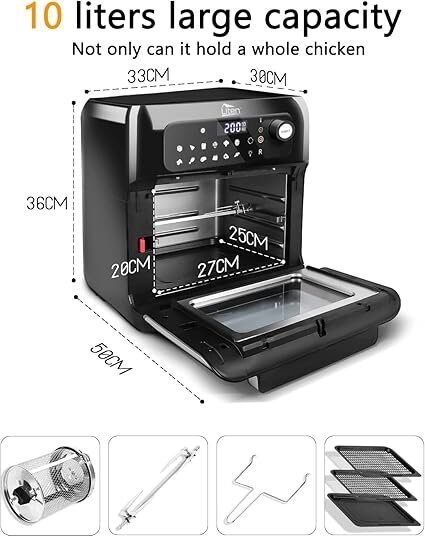Foto 2 de Freidora de Aire sin Aceite 10L Horno de Aire Caliente 1500W