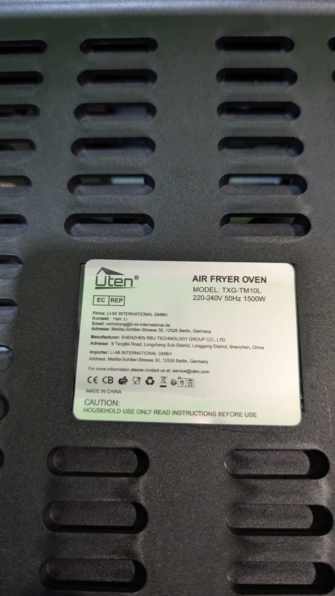 Foto 7 de Freidora de Aire sin Aceite 10L Horno de Aire Caliente 1500W