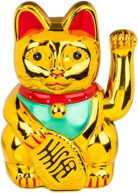 Gato de la Suerte Maneki-Neko Dorado en Lalín, Pontevedra