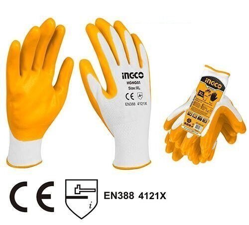 Foto 2 de Guantes de Trabajo con Recubrimiento de Nitrilo INGCO – Talla L – Agarre de Alta