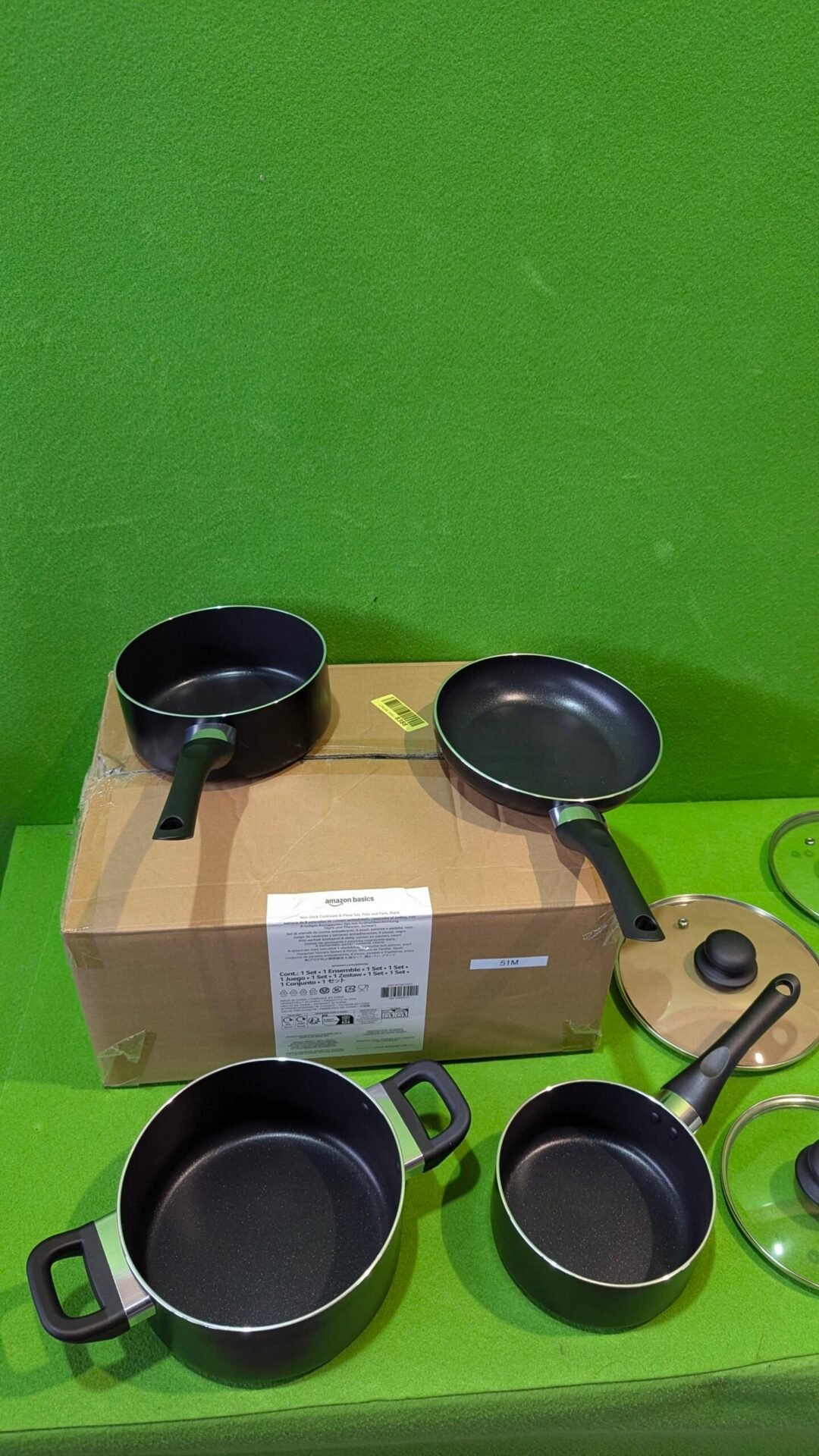 Foto 7 de Juego de utensilios de cocina antiadherentes, 7 Unidads (4 ollas + 3 tapas) falt