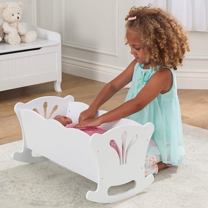 KidKraft- Cuna de madera de juguete con ropa de cama rosa en Lalín, Pontevedra