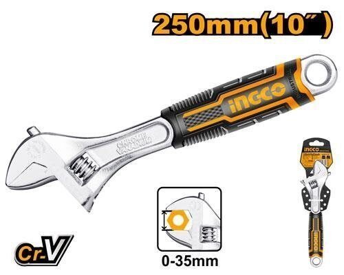 Llave Inglesa Ajustable Profesional INGCO 250mm (10") – Acero Cr-V – Apertura 0- en Lalín, Pontevedra