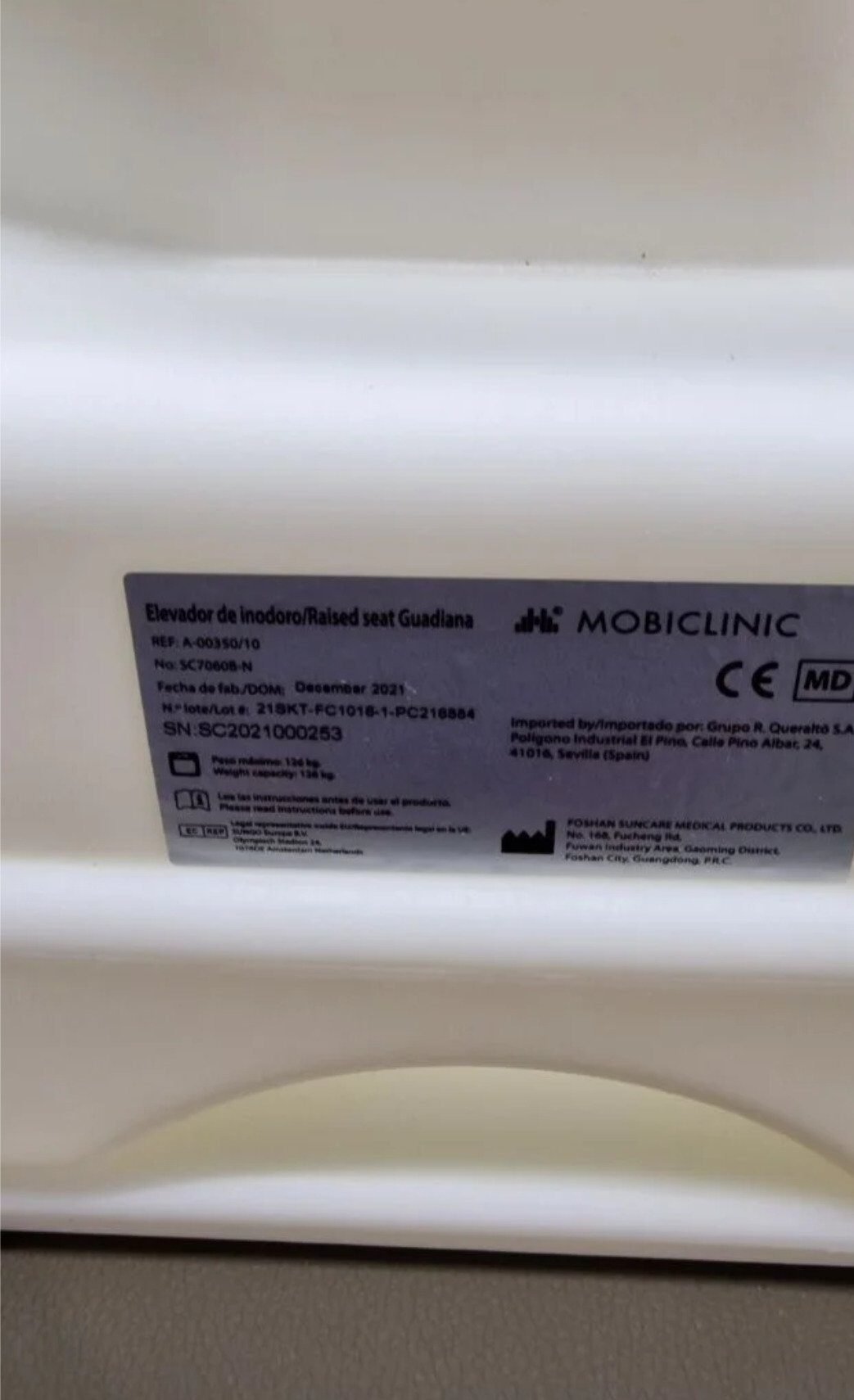 Foto 7 de Mobiclinic, Elevador WC para adultos con reposabrazos, Guadiana – Nuevo