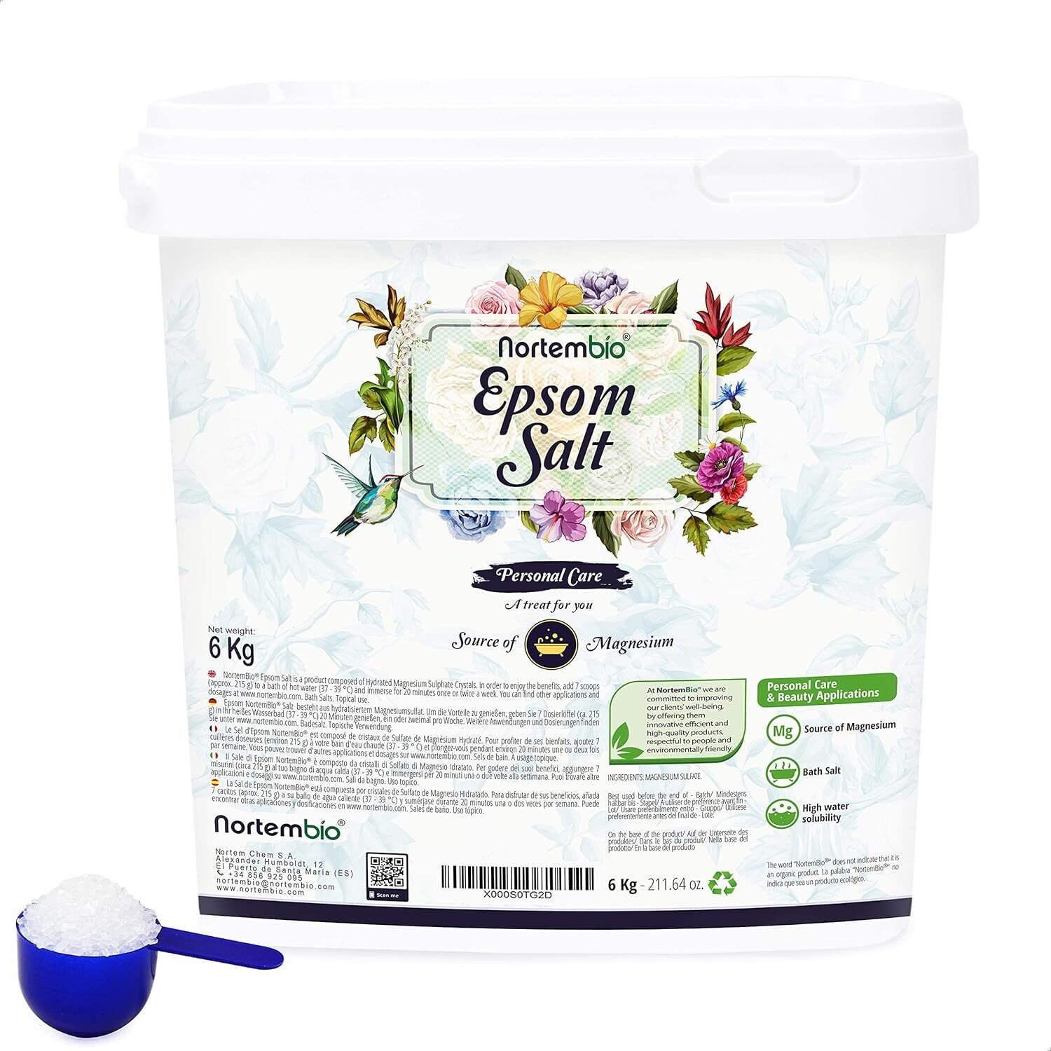Nortembio Sales de Epsom 100% Pura 6 kg (2 BOTES) en Lalín, Pontevedra