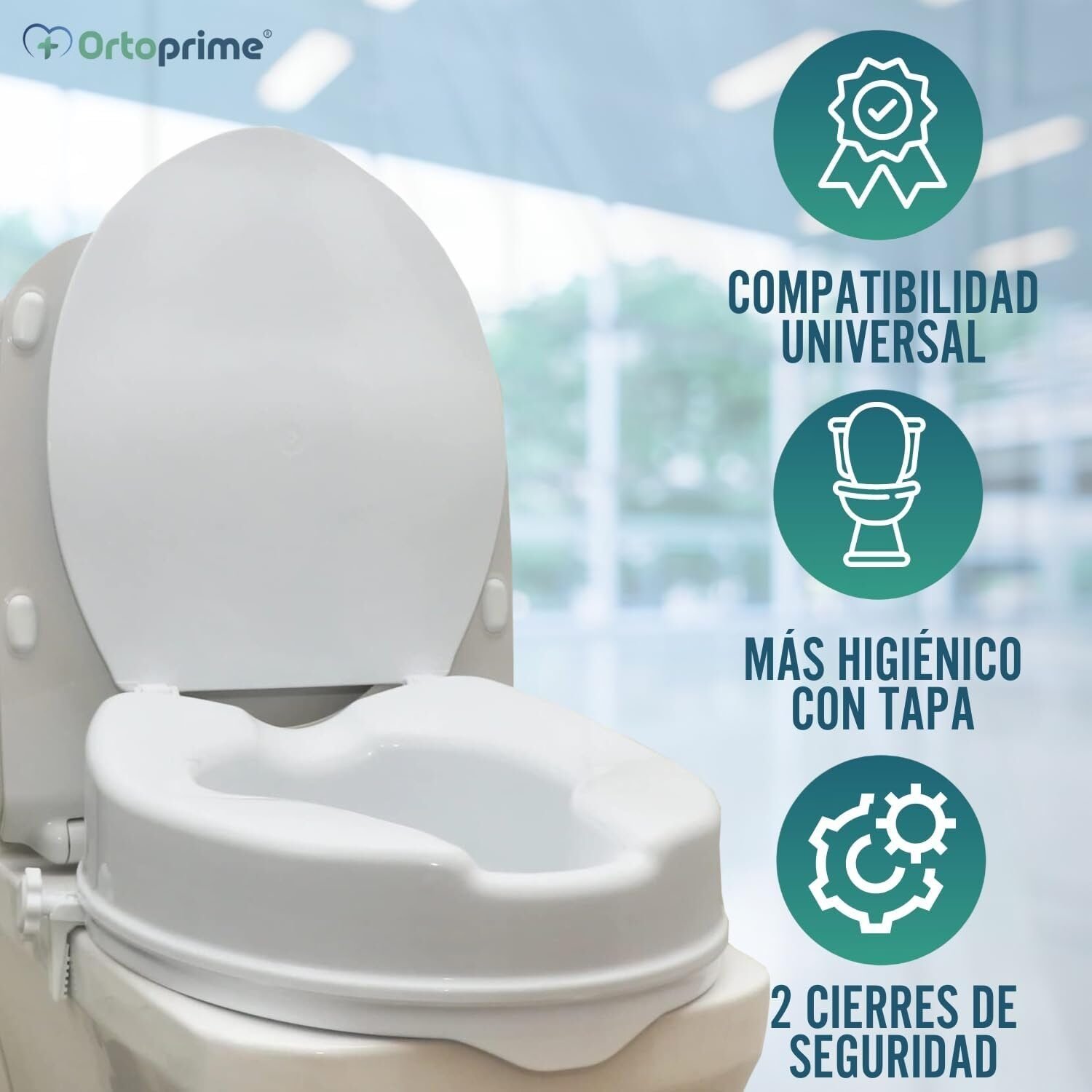 Foto 4 de OrtoPrime Elevador WC Adulto Con Tapa – Altura 10 cm