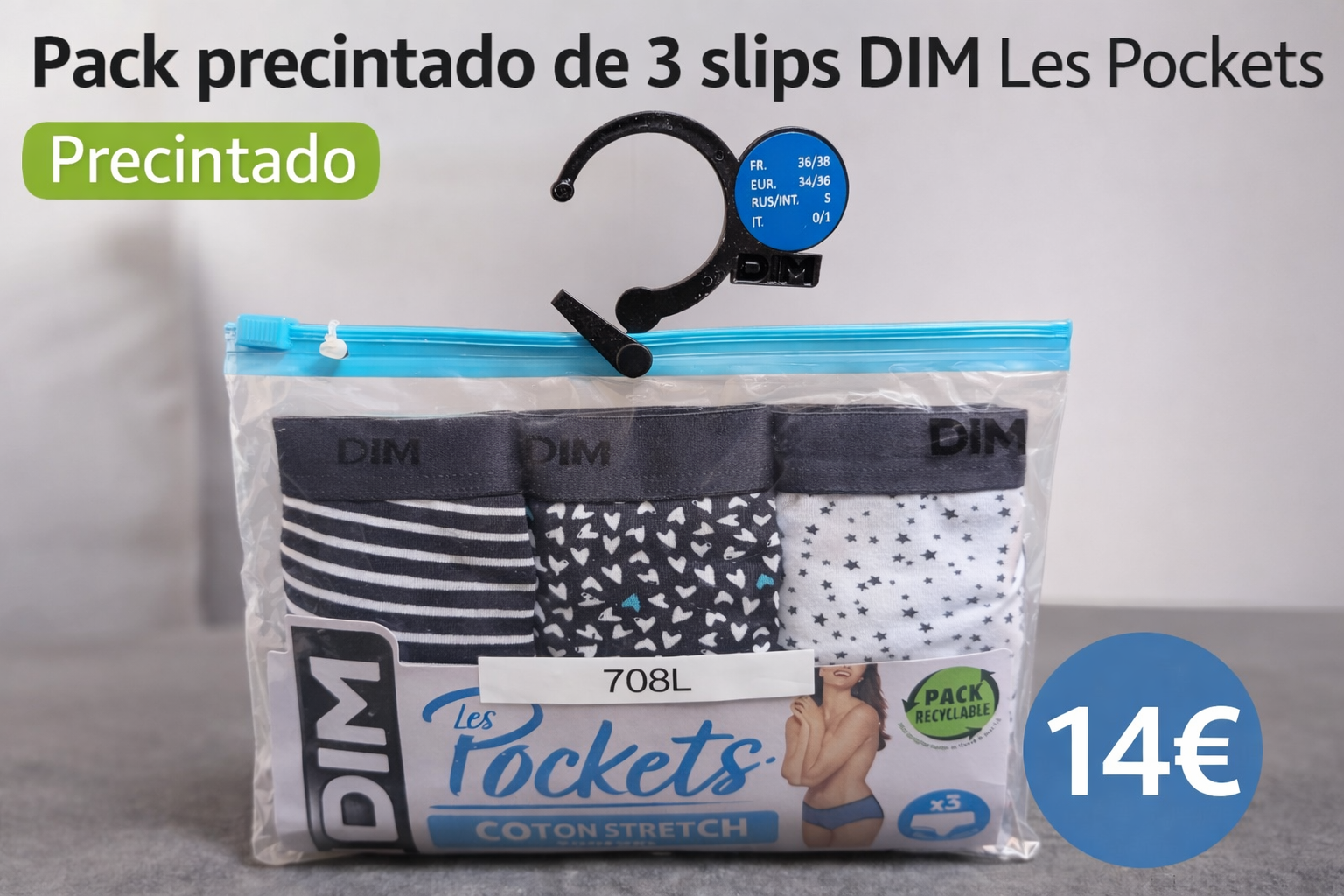 Pack 3 slips DIM Les Pockets algodón stretch en Lalín, Pontevedra