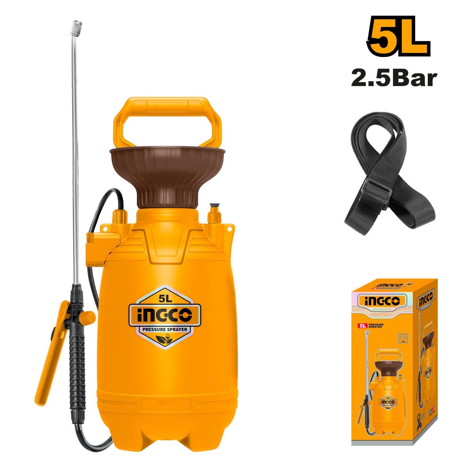 Pulverizador Manual 5 Litros INGCO – Lanza de Acero Inoxidable y Bomba de Alumin en Lalín, Pontevedra