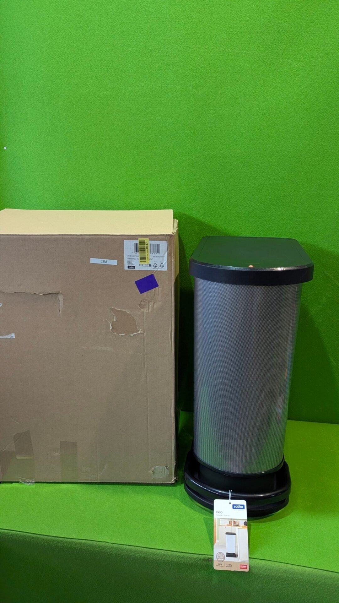 Foto 2 de Rotho Cubo de basura Paso de 50 litros para separación de residuos con tapa y pe