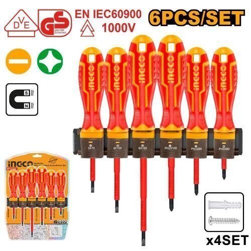 Set de 6 Destornilladores Electricista Aislados 1000V INGCO – Certificado VDE en Lalín, Pontevedra