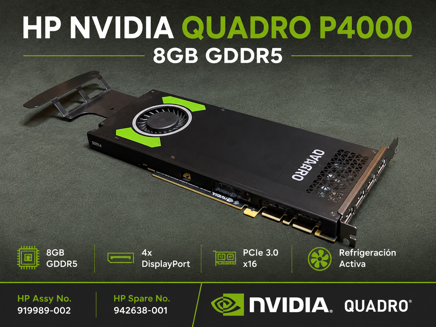 Tarjeta gráfica HP NVIDIA Quadro P4000 8GB GDDR5 PCIe 4x DisplayPort – Estado de en Lalín, Pontevedra