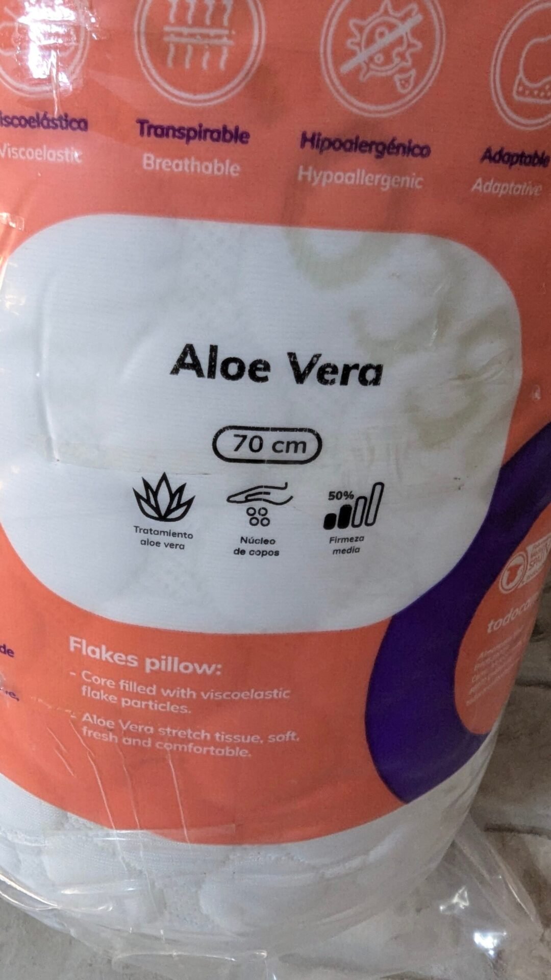Foto 6 de Todocama – Almohada viscoelástica Aloe Vera con Copos 100% viscoelásticos
