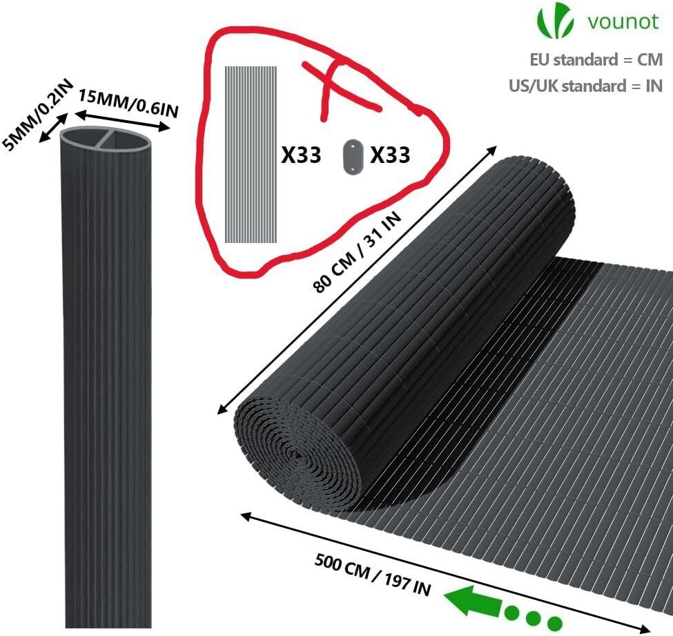 Foto 8 de VOUNOT® Cañizo Ocultación PVC Doble Cara 80 x 500 cm